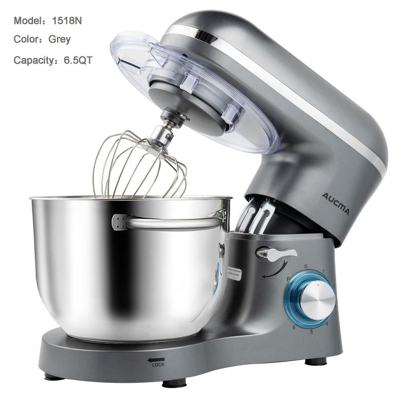 Aucma 6.5QT Stand Mixer with Upgraded Motor | 6-Speed Tilt-Head Electric Food Mixer 