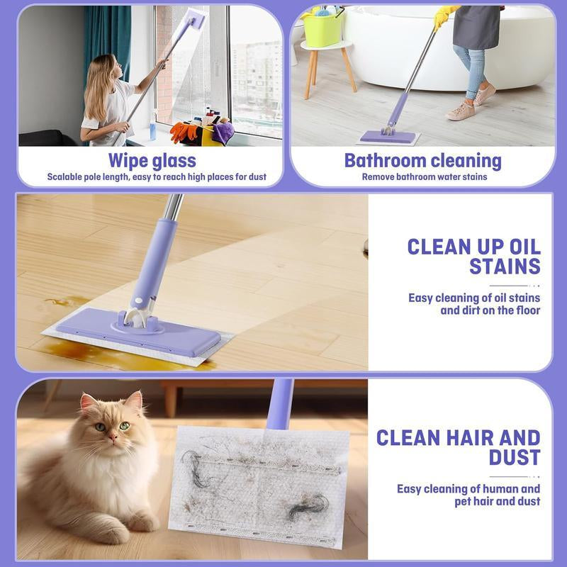 16 Inch X 8 Inch X 27.59 Inch No-Wash Mop, Uses Disposable Towel, Hands-Free Replacement, 