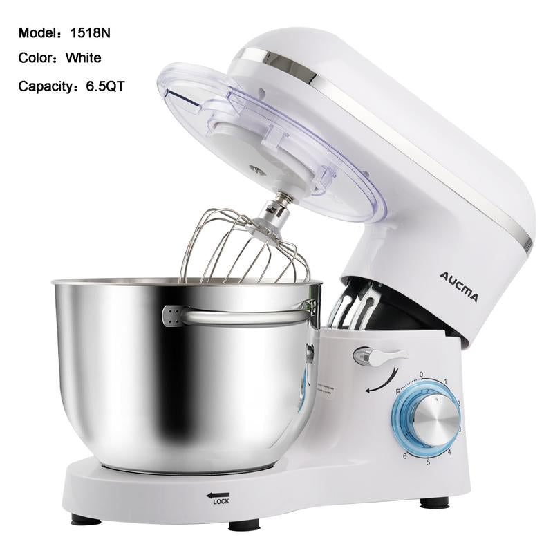 Aucma 6.5QT Stand Mixer with Upgraded Motor | 6-Speed Tilt-Head Electric Food Mixer 