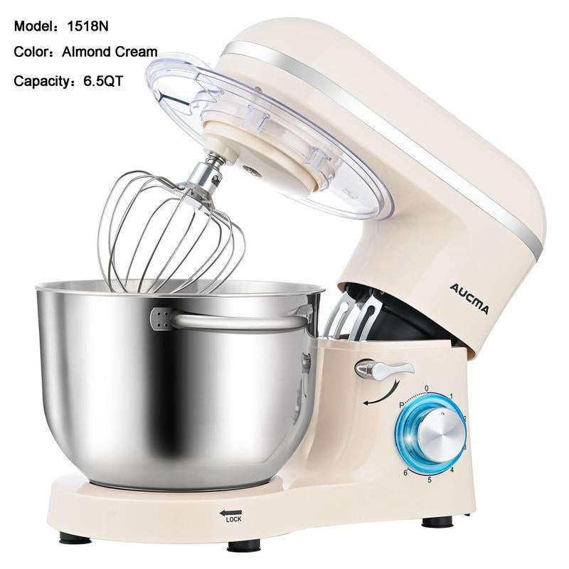 Aucma 6.5QT Stand Mixer with Upgraded Motor | 6-Speed Tilt-Head Electric Food Mixer 